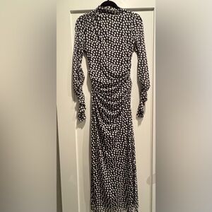 Zara Black and White Polka Dot Long Sleeve Mesh Dress